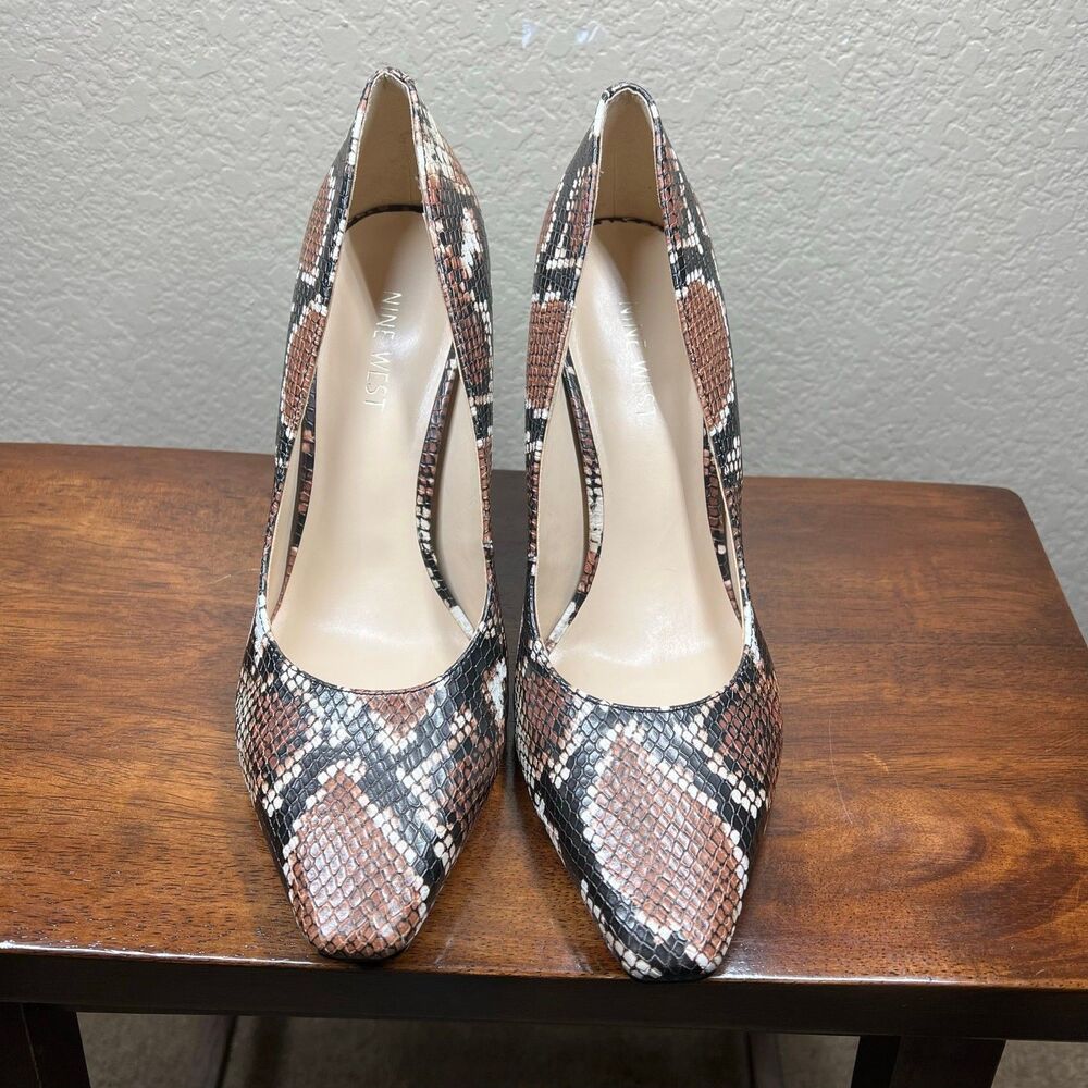 Nine West Pumps Womens Python Snake Print Pointed Toe Stiletto Heels  size 9M - Picture 15 of 15